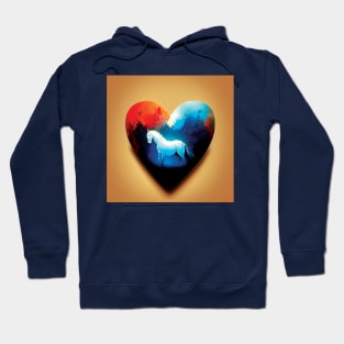White Horse In a Heart Shape in a colourful abstract style Hoodie